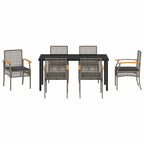 Conjunto de Comedor de Jardín 7 pcs Gris y Negro Ratán