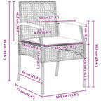 Conjunto de Comedor de Jardín 7 pcs Gris y Negro Ratán