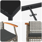 Conjunto de Comedor de Jardín 9 pcs Gris y Negro Ratán