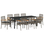 Conjunto de Comedor de Jardín 9 pcs Gris y Negro Ratán