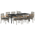 Conjunto de Comedor de Jardín 9 pcs Gris y Negro Ratán