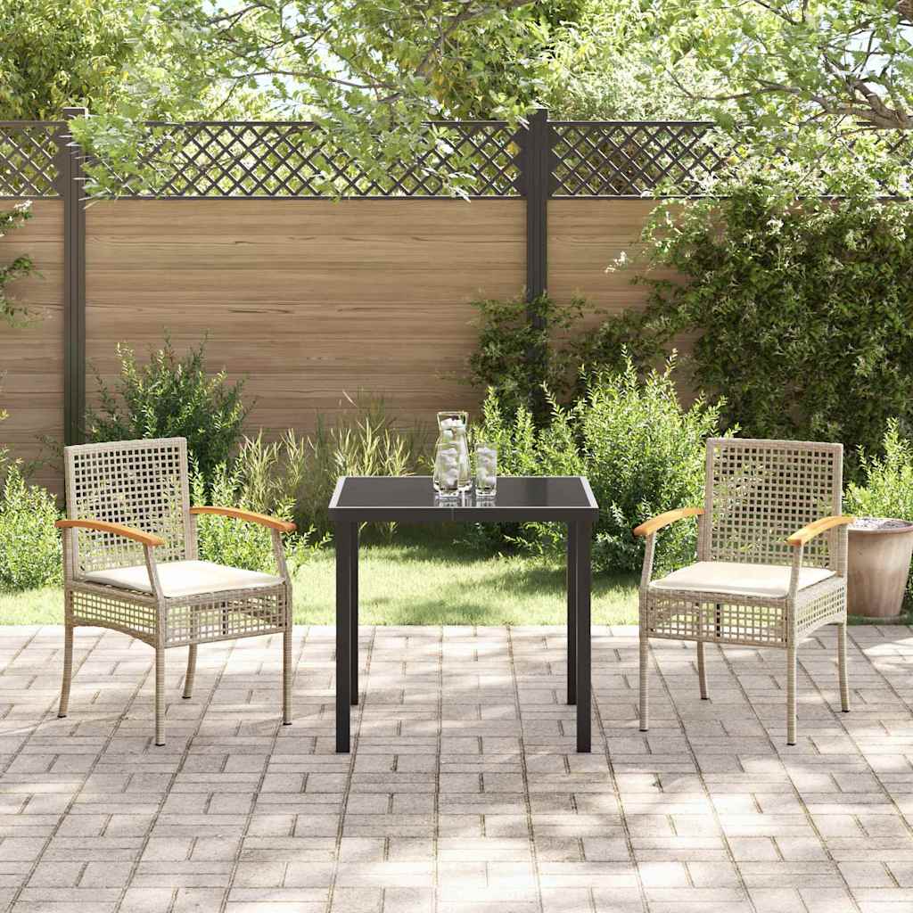 Conjunto de Comedor de Jardín 3 pcs Beige y Negro Ratán
