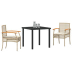 Conjunto de Comedor de Jardín 3 pcs Beige y Negro Ratán