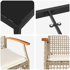 Conjunto de Comedor de Jardín 5 pcs Beige y Negro Ratán