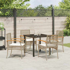 Conjunto de Comedor de Jardín 5 pcs Beige y Negro Ratán