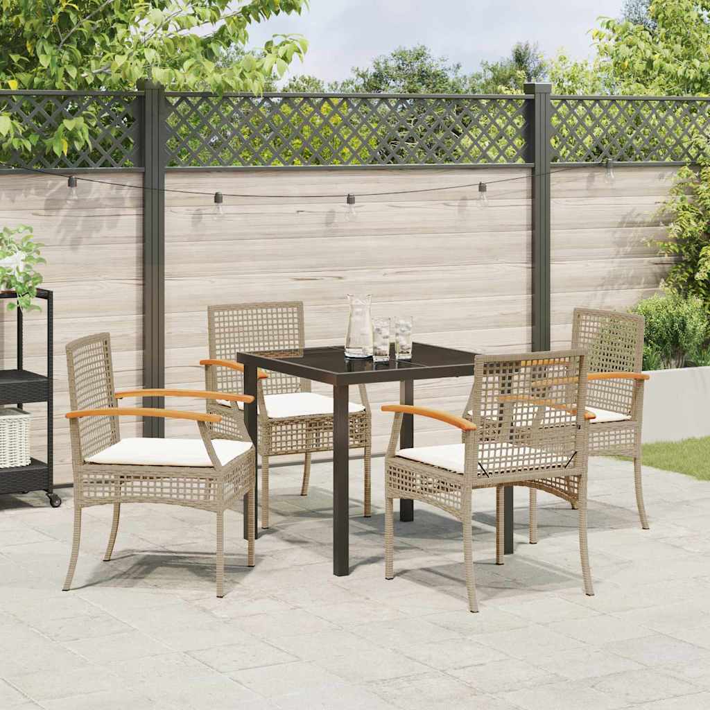 Conjunto de Comedor de Jardín 5 pcs Beige y Negro Ratán