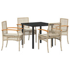 Conjunto de Comedor de Jardín 5 pcs Beige y Negro Ratán