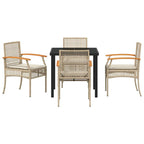 Conjunto de Comedor de Jardín 5 pcs Beige y Negro Ratán