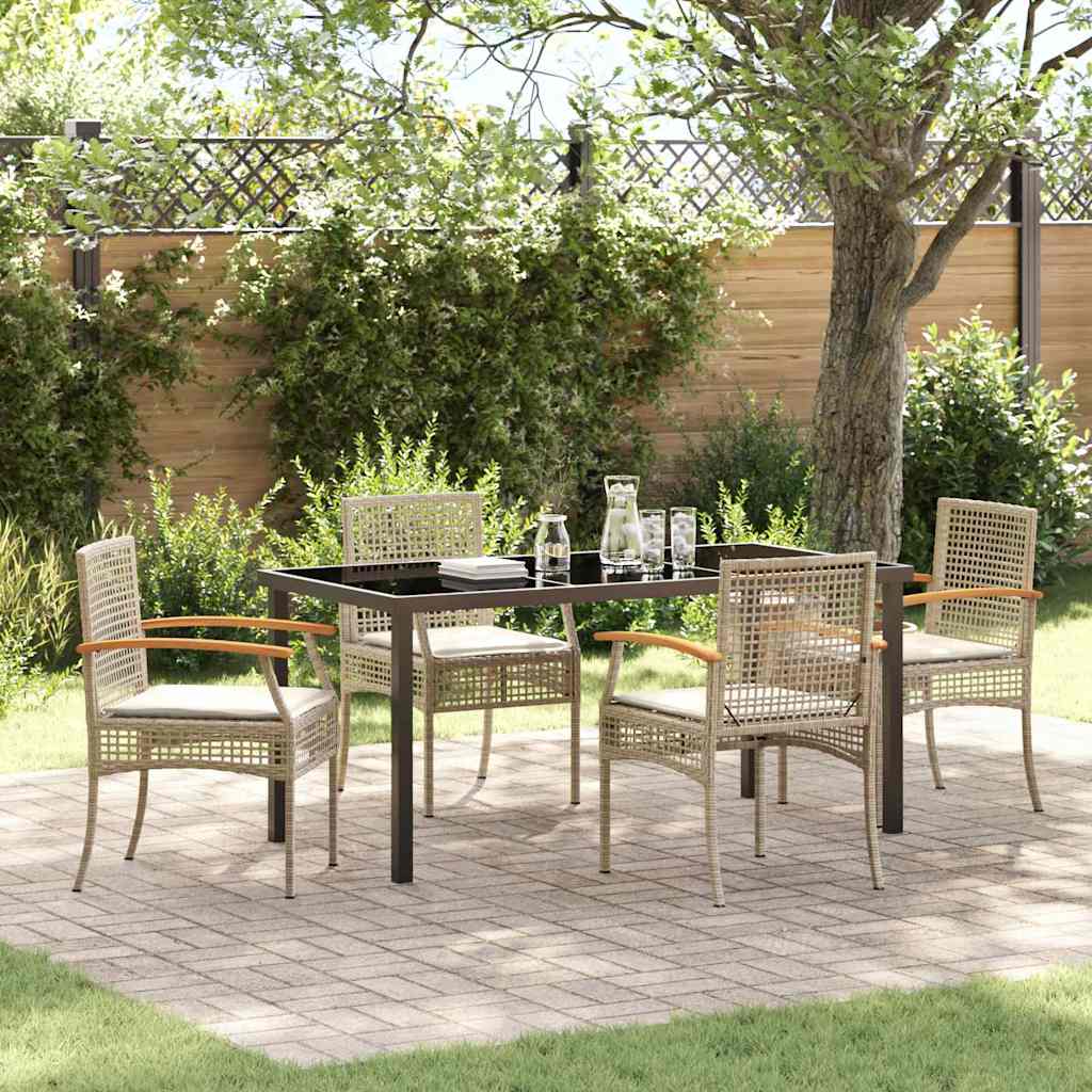 Conjunto de Comedor de Jardín 5 pcs Beige y Negro Ratán