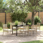 Conjunto de Comedor de Jardín 7 pcs Beige y Negro Ratán