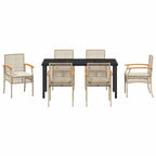 Conjunto de Comedor de Jardín 7 pcs Beige y Negro Ratán