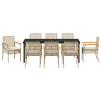Conjunto de Comedor de Jardín 9 pcs Beige y Negro Ratán