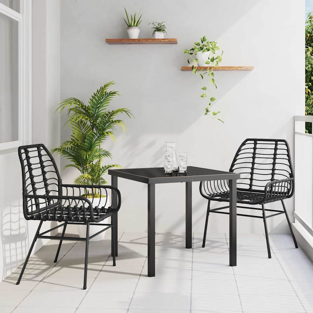 Conjunto de Comedor de Jardín 3 pcs Marrón ratán sintético