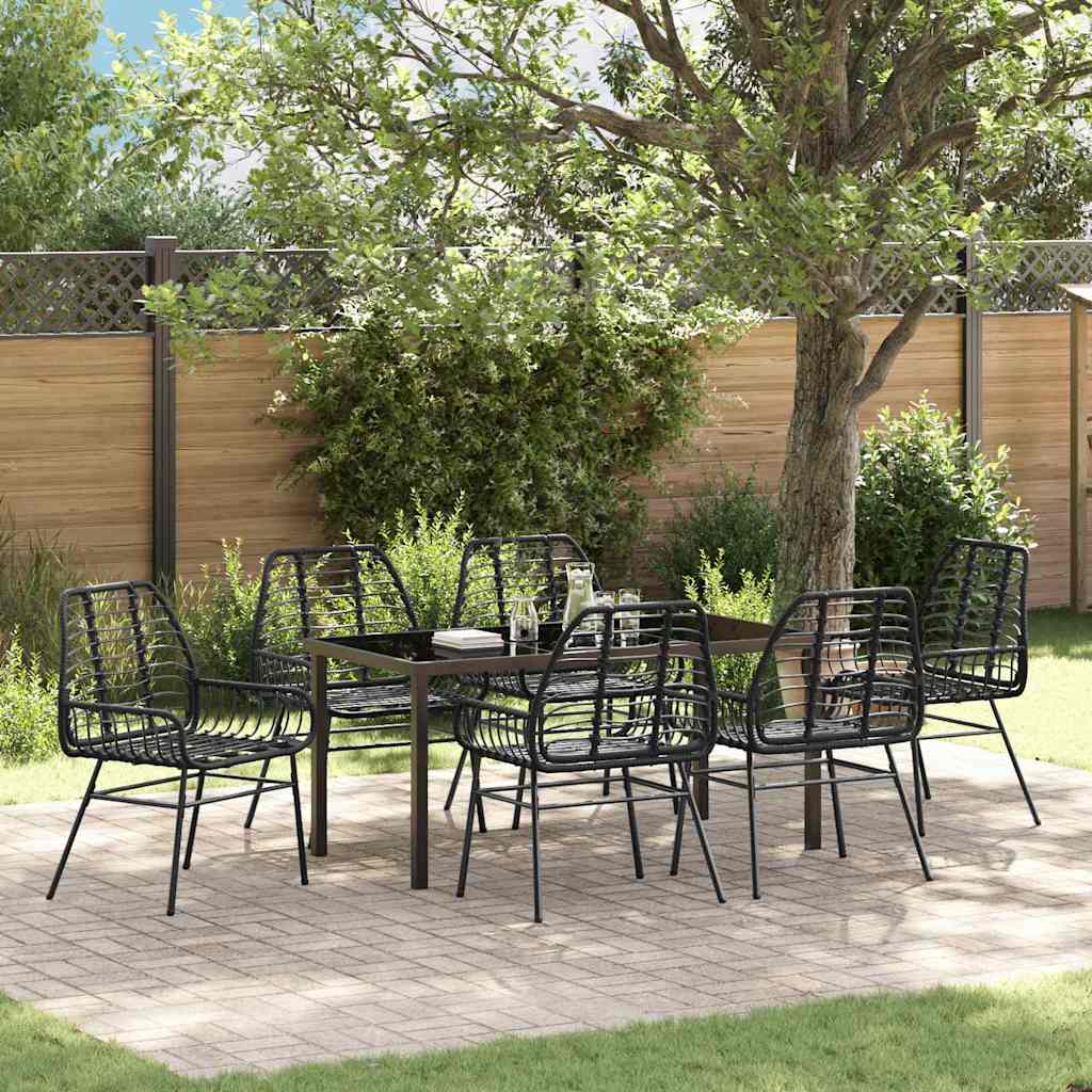 Conjunto de Comedor de Jardín 7 pcs Marrón ratán sintético