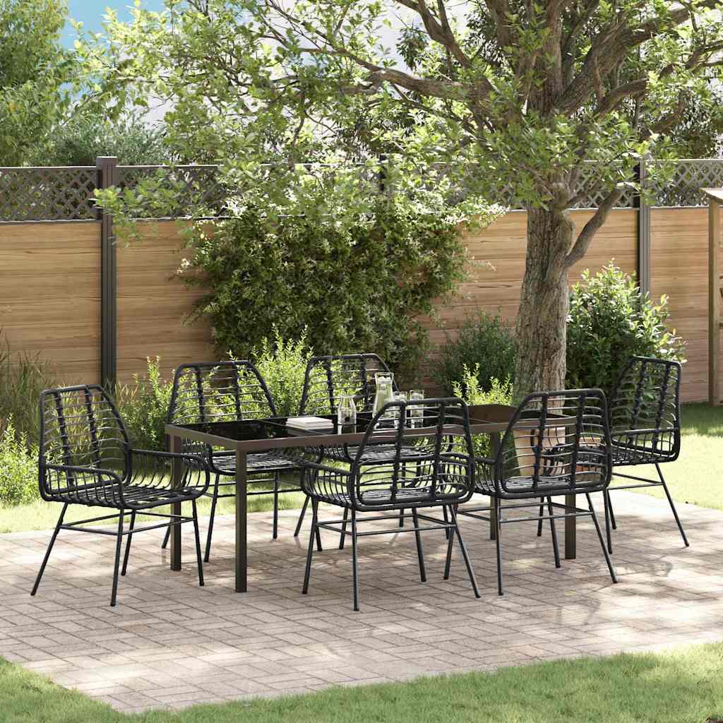 Conjunto de Comedor de Jardín 7 pcs Marrón ratán sintético