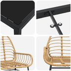 Conjunto de Comedor de Jardín 3 pcs Marrón ratán sintético