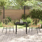 Conjunto de Comedor de Jardín 3 pcs Marrón ratán sintético