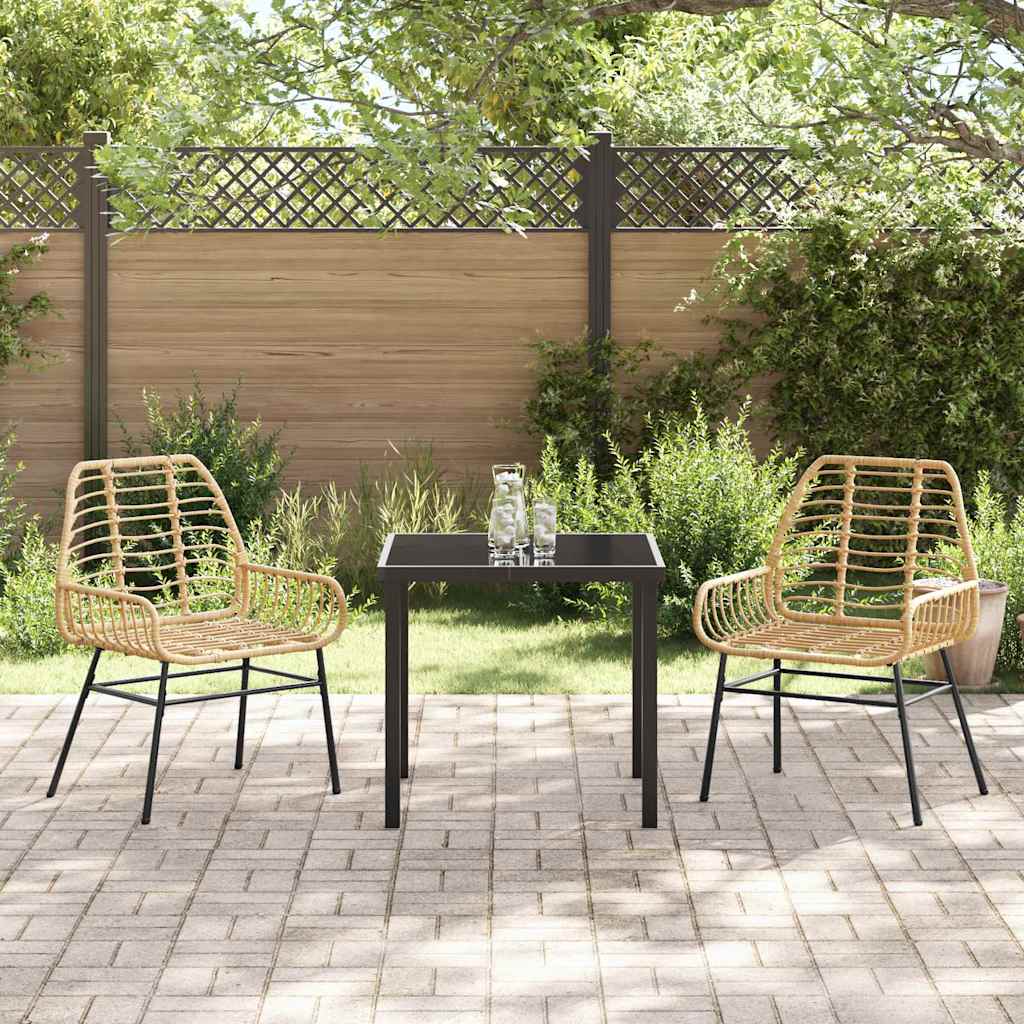 Conjunto de Comedor de Jardín 3 pcs Marrón ratán sintético