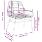 Conjunto de Comedor de Jardín 3 pcs Marrón ratán sintético