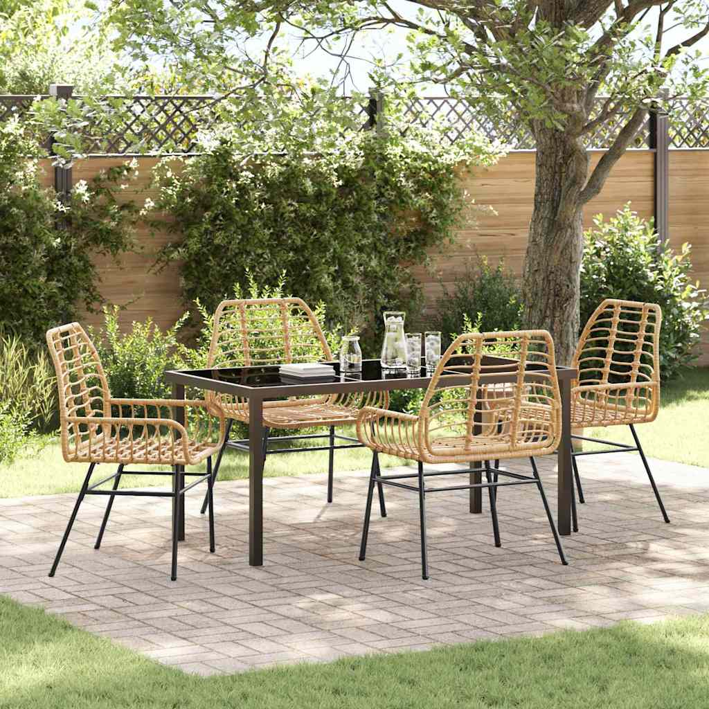 Conjunto de Comedor de Jardín 3 pcs Marrón ratán sintético