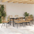 Conjunto de Comedor de Jardín 7 pcs Marrón ratán sintético