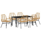 Conjunto de Comedor de Jardín 7 pcs Marrón ratán sintético