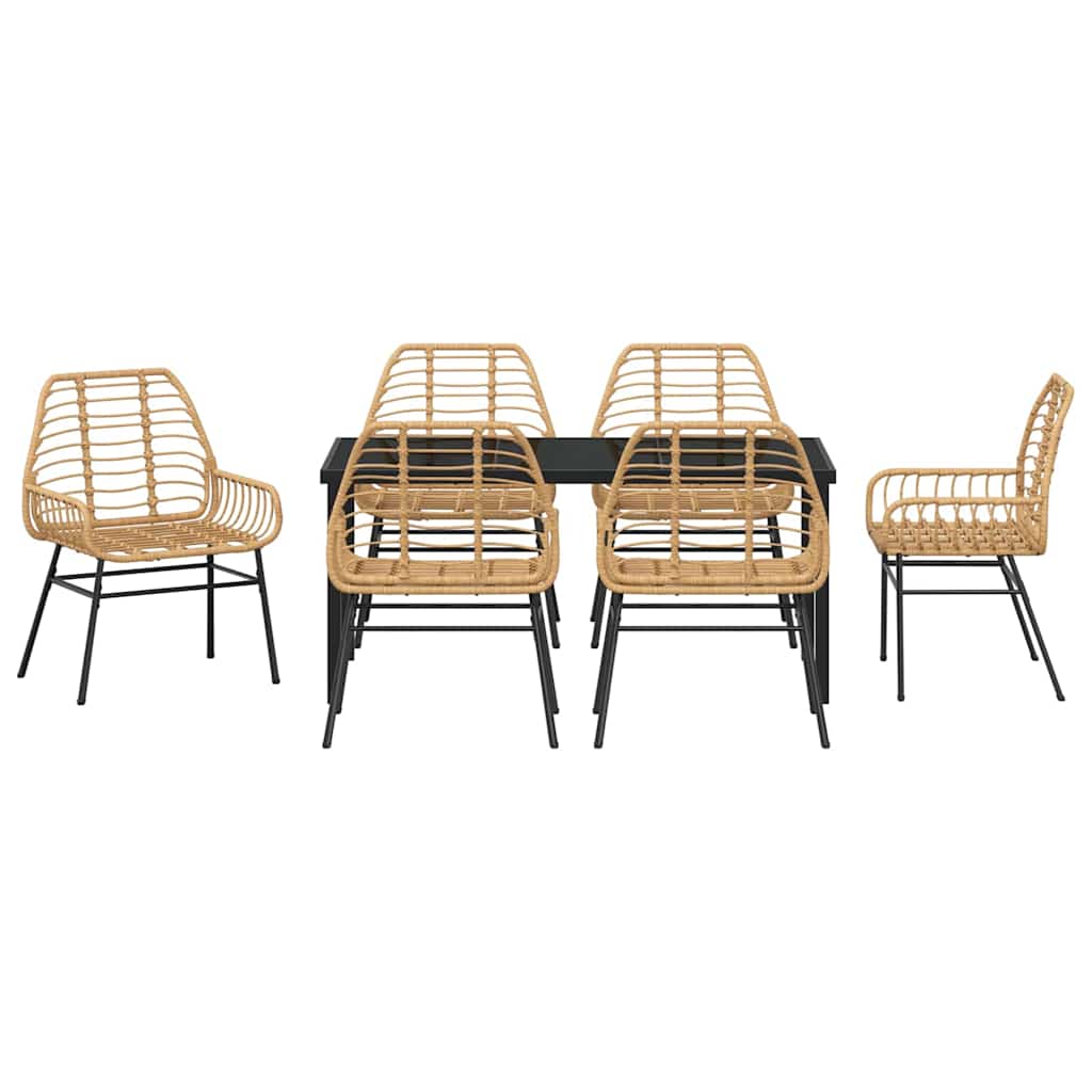 Conjunto de Comedor de Jardín 7 pcs Marrón ratán sintético