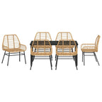 Conjunto de Comedor de Jardín 7 pcs Marrón ratán sintético