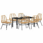 Conjunto de Comedor de Jardín 7 pcs Marrón ratán sintético