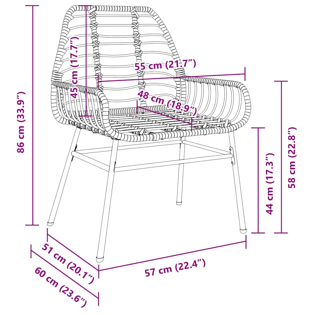 Conjunto de Comedor de Jardín 7 pcs Marrón ratán sintético