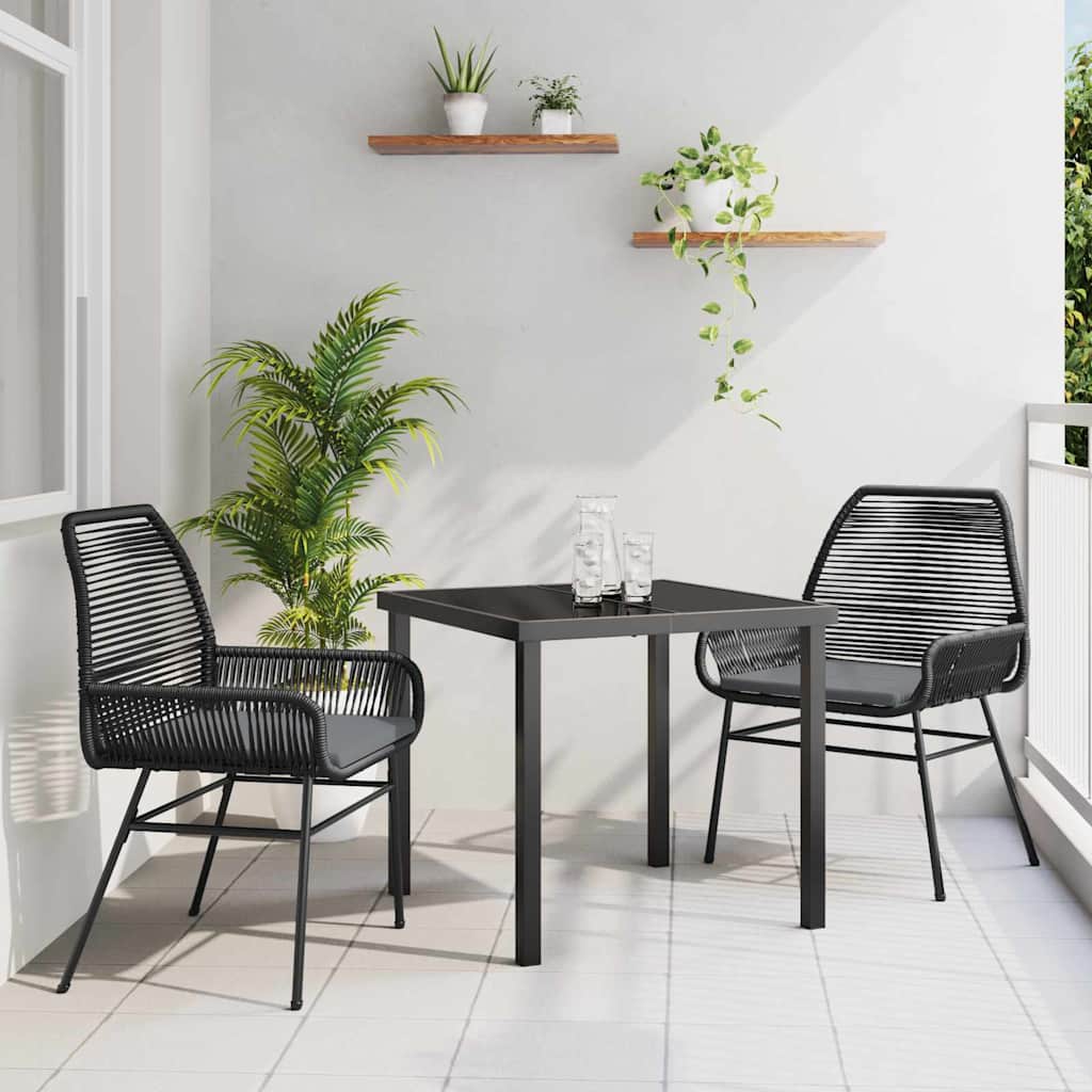 Conjunto de Comedor de Jardín 3 pcs Gris ratán sintético