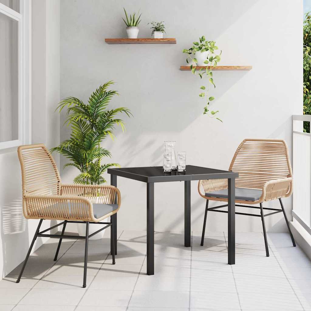 Conjunto de Comedor de Jardín 3 pcs Gris ratán sintético