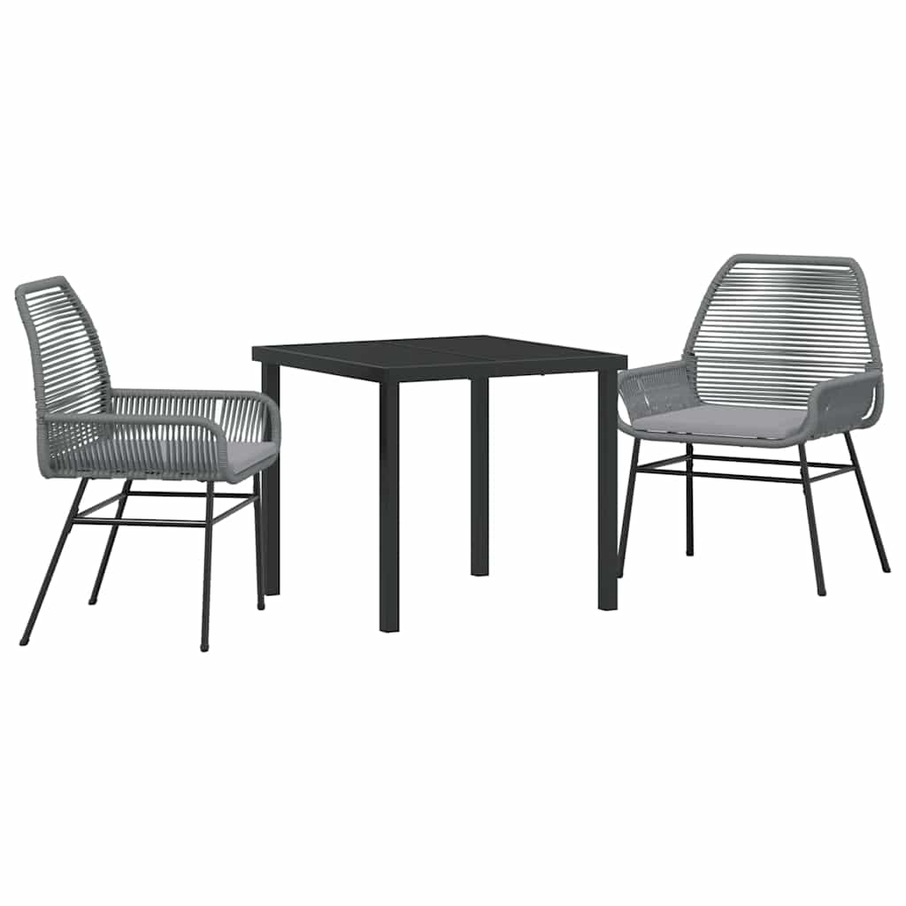 Conjunto de Comedor de Jardín 3 pcs Gris ratán sintético