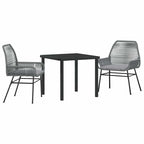 Conjunto de Comedor de Jardín 3 pcs Gris ratán sintético