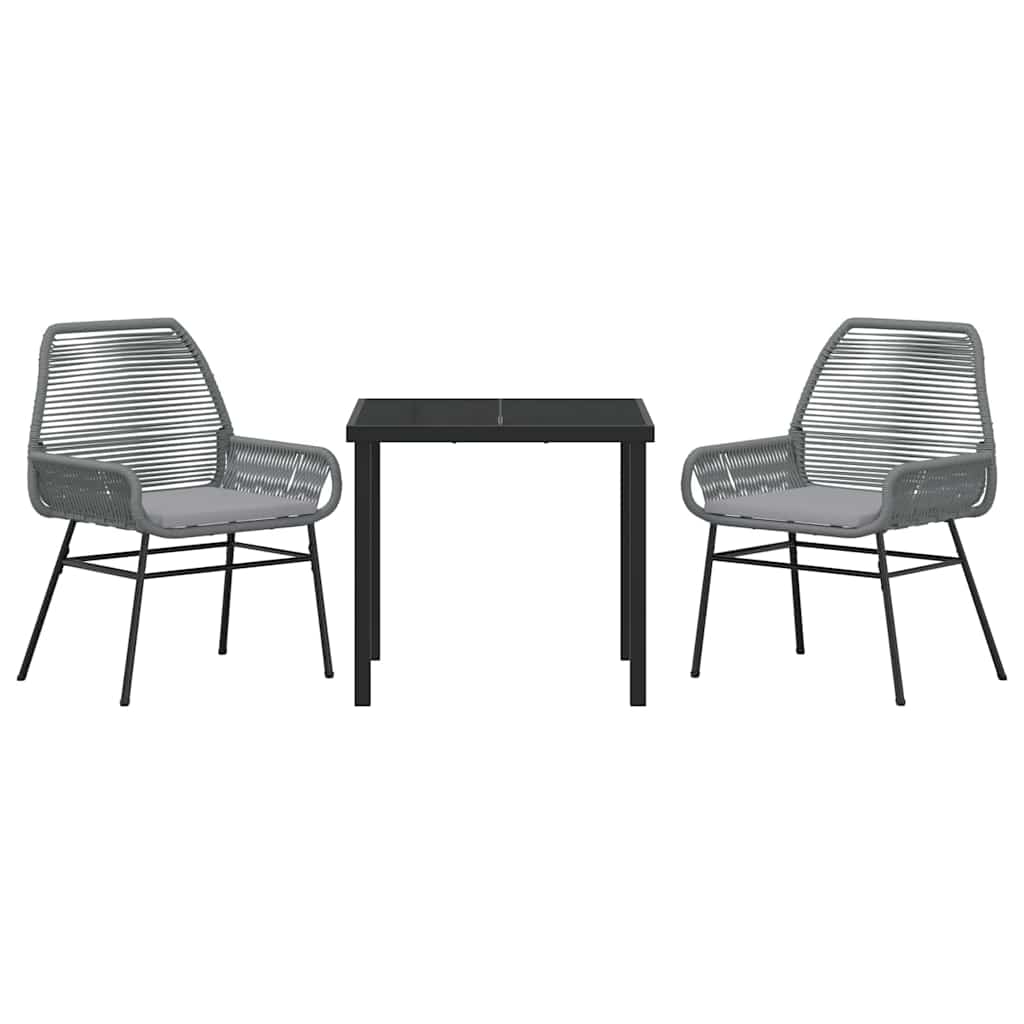 Conjunto de Comedor de Jardín 3 pcs Gris ratán sintético