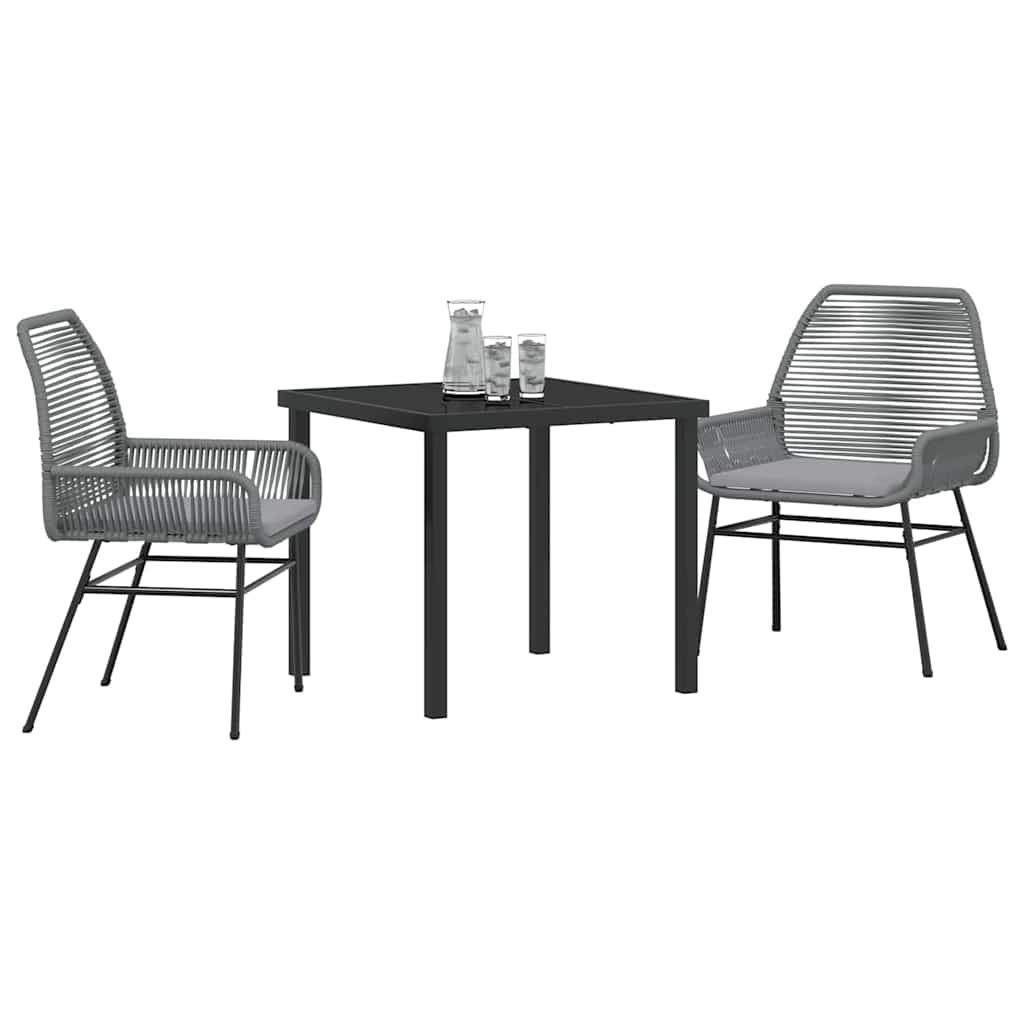 Conjunto de Comedor de Jardín 3 pcs Gris ratán sintético