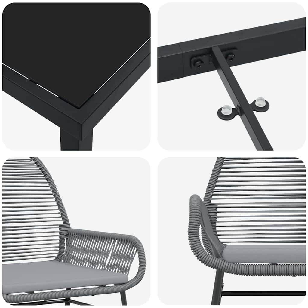 Conjunto de Comedor de Jardín 7 pcs Gris ratán sintético