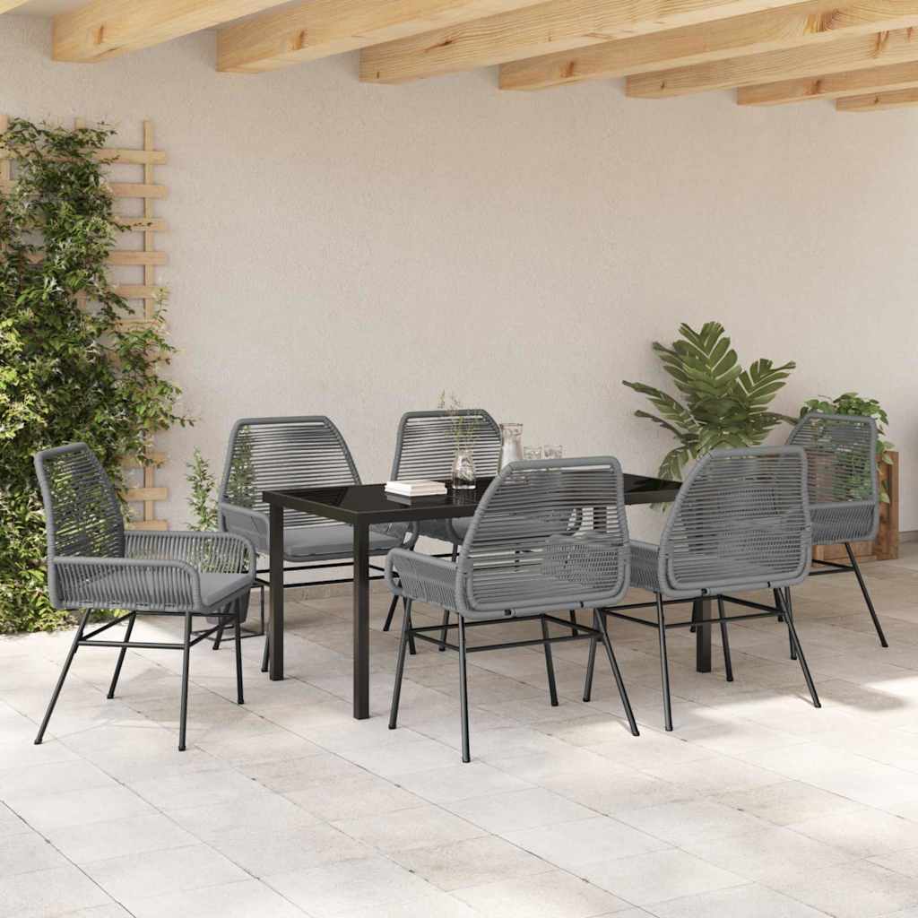 Conjunto de Comedor de Jardín 7 pcs Gris ratán sintético