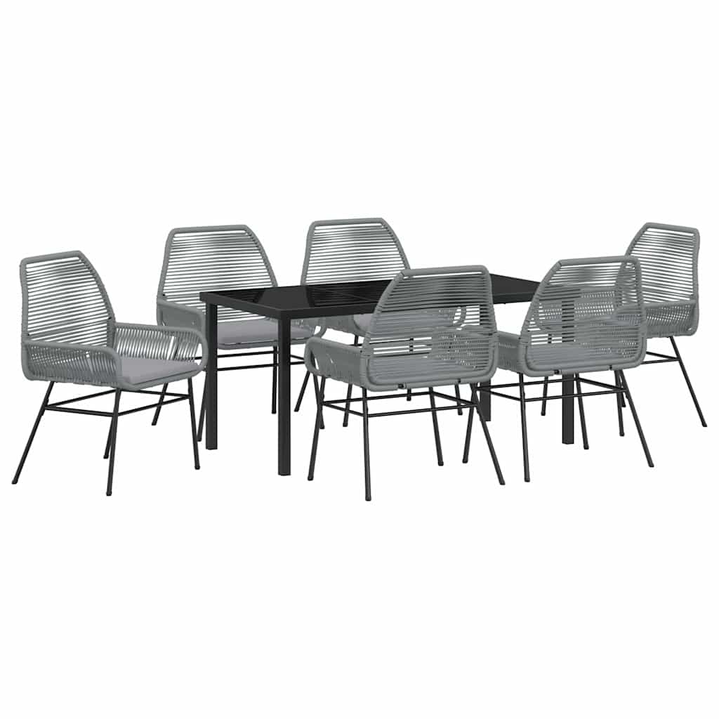 Conjunto de Comedor de Jardín 7 pcs Gris ratán sintético