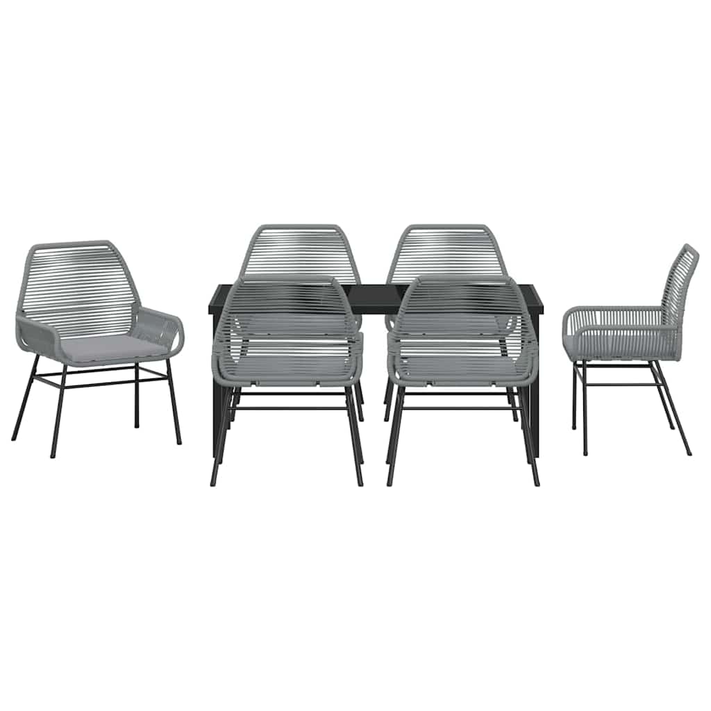 Conjunto de Comedor de Jardín 7 pcs Gris ratán sintético