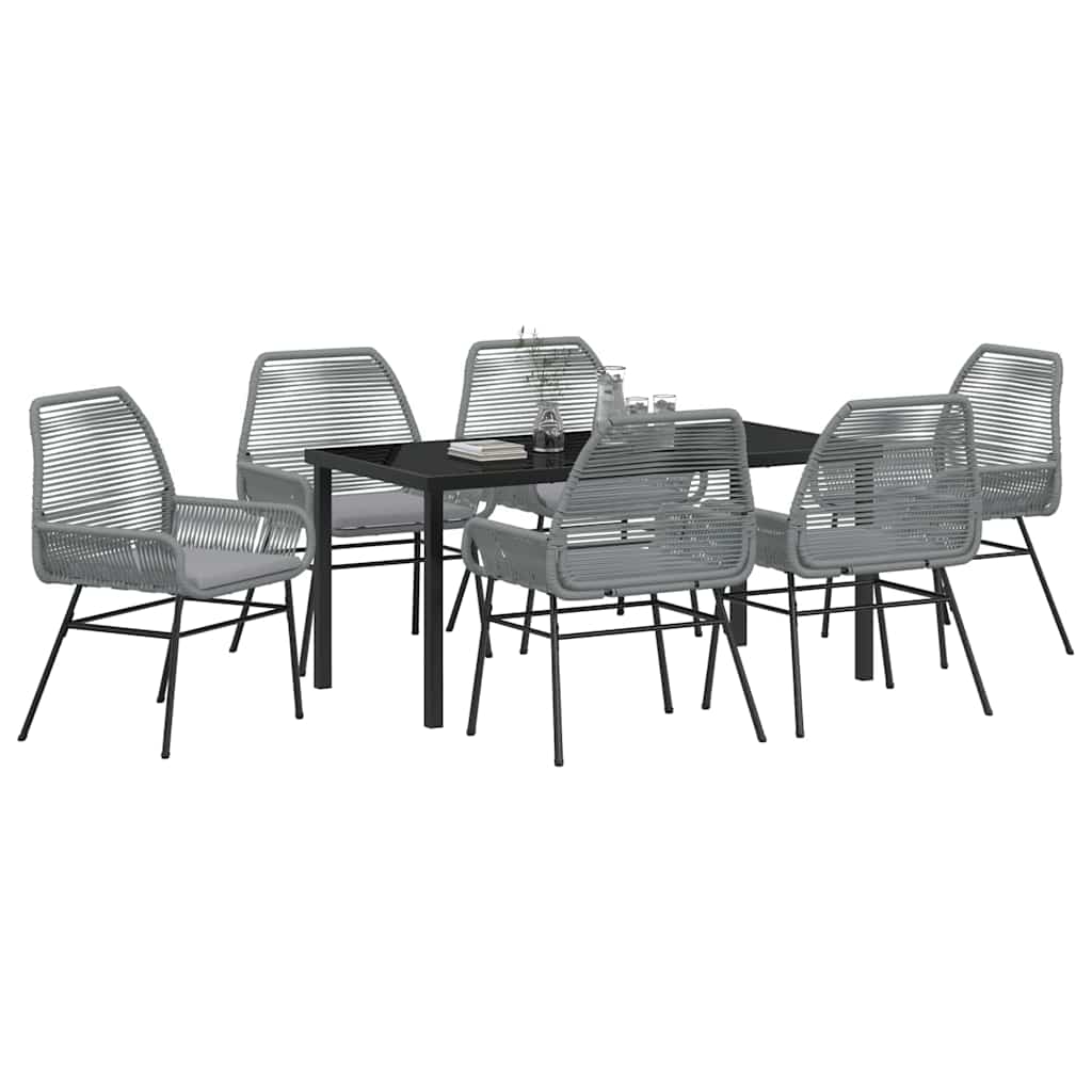Conjunto de Comedor de Jardín 7 pcs Gris ratán sintético