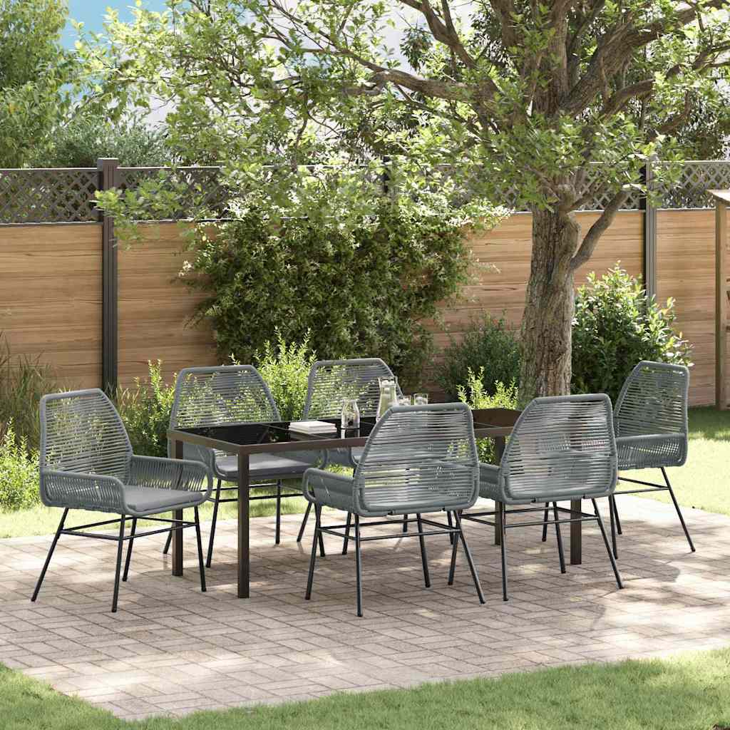 Conjunto de Comedor de Jardín 7 pcs Gris ratán sintético