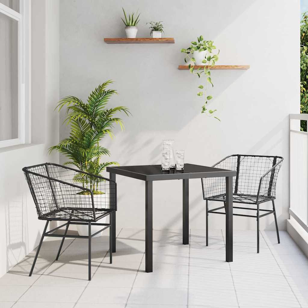 Conjunto de Comedor de Jardín 3 pcs Marrón ratán sintético