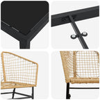 Conjunto de Comedor de Jardín 3 pcs Marrón ratán sintético