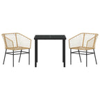 Conjunto de Comedor de Jardín 3 pcs Marrón ratán sintético