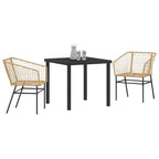 Conjunto de Comedor de Jardín 3 pcs Marrón ratán sintético