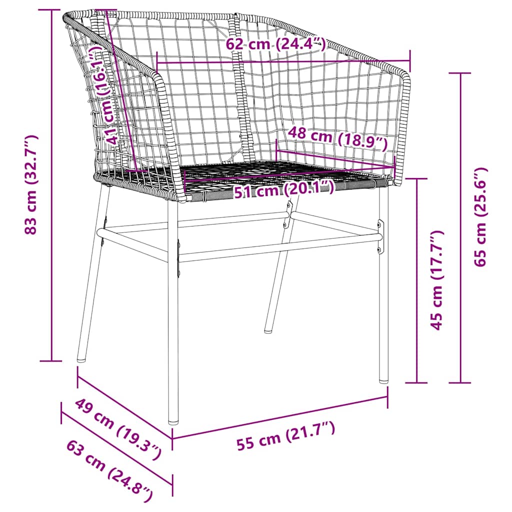 Conjunto de Comedor de Jardín 3 pcs Marrón ratán sintético