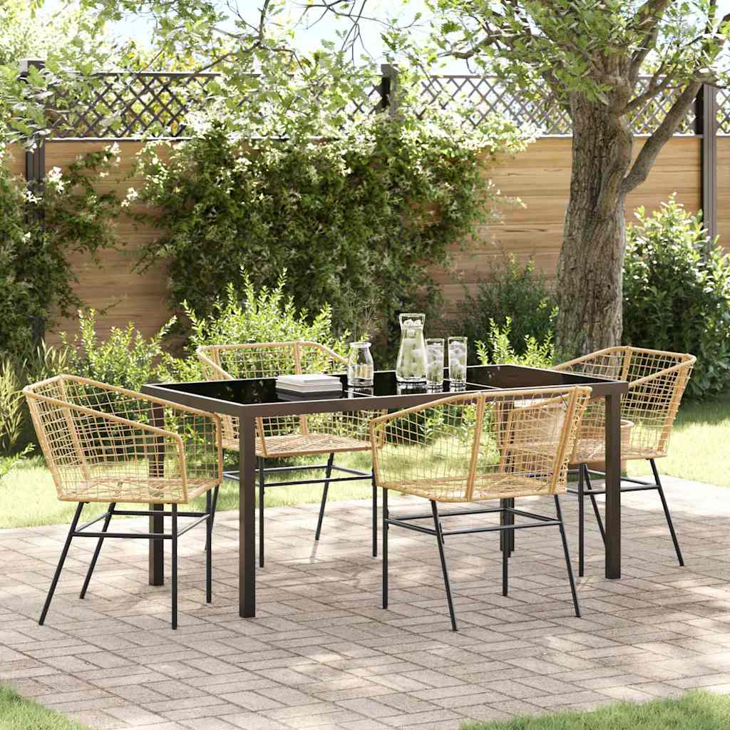 Conjunto de Comedor de Jardín 3 pcs Marrón ratán sintético