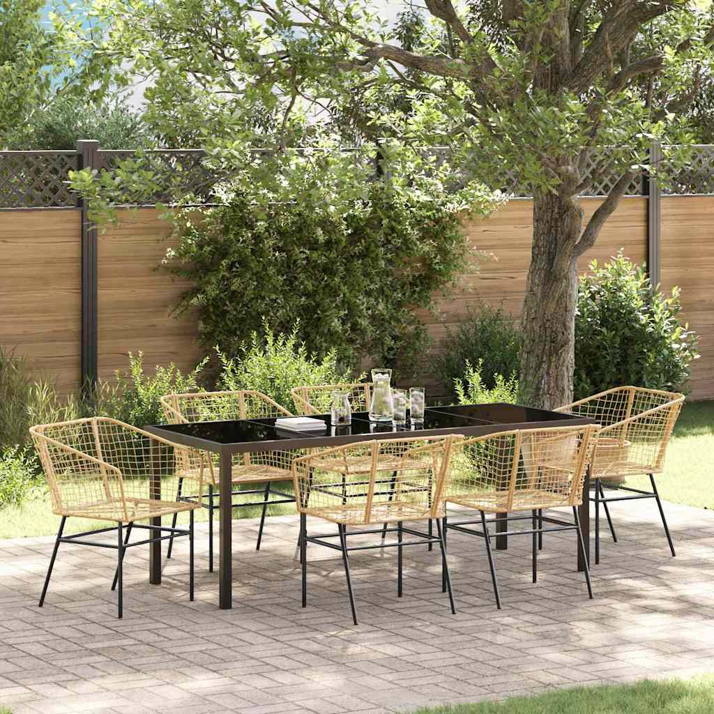 Conjunto de Comedor de Jardín 3 pcs Marrón ratán sintético