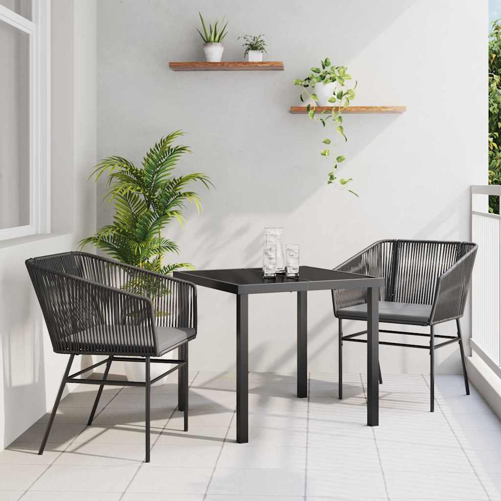 Conjunto de Jantar de Jardim com almofada 3 peças Cinzento